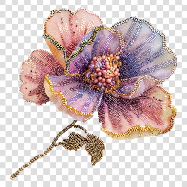 Detaliu broderie florală în culori pastel